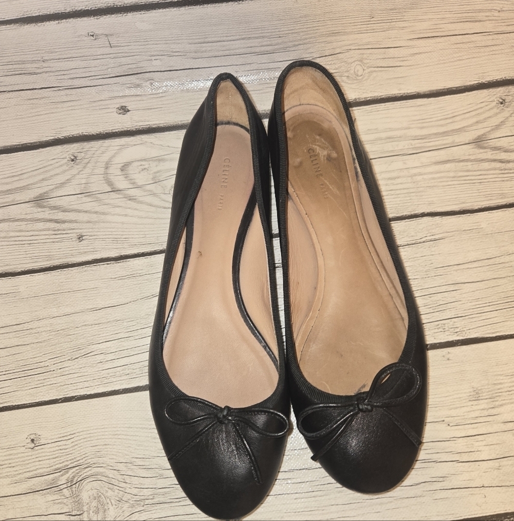 CELINE Paris Black Leather Ballet Flats | Made in Italy | Women’s EU 36 - Picture 2 of 14